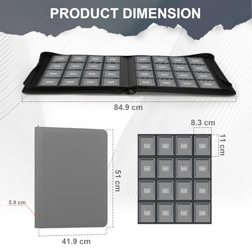 16 Pocket Toploader Binder,Holds 640 TopLoaders (16 Dark Grey) - color: 16Dark Grey