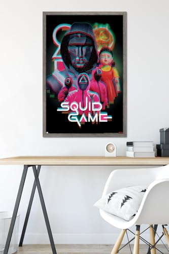Netflix Squid Game: Season 2 - Group Glitch Wall Poster, 34L" x 22.4W", Barnwood Framed Version - color: Barnwood Framed Version, size: 34"L x 22.4"W