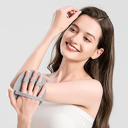 1 Pack Silicone Shower Brush, Body Wash Exfoliating Skin Massage Scrubber - color: Gray