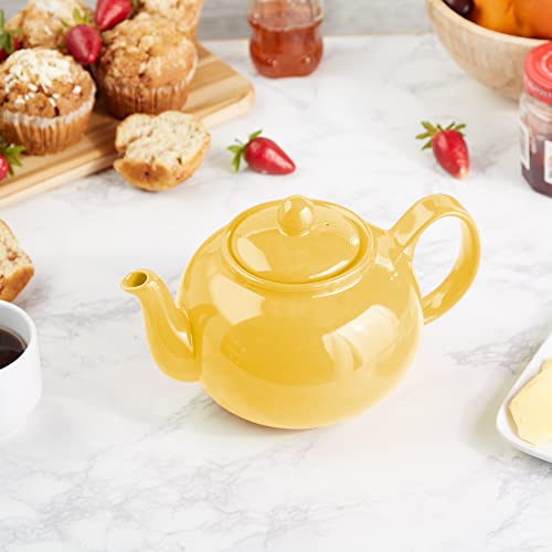RSVP International Stoneware Teapot Collection, Microwave and Dishwasher Safe, 42 oz, Yellow - color: Yellow, size: 42 oz