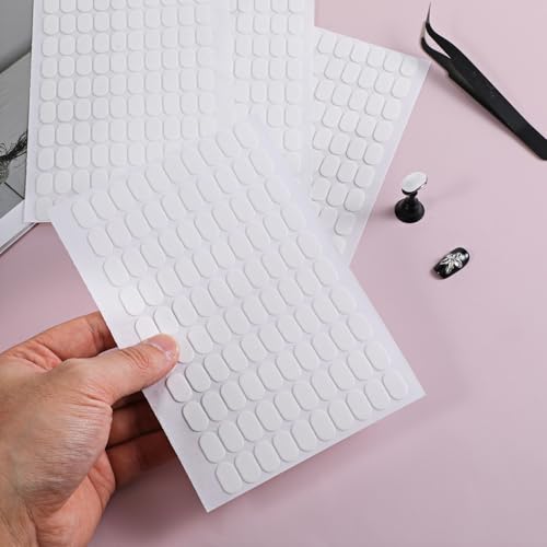 1200 Pcs Double Sided Adhesive Nail Tapes False Tip Sticky Tabs for Press on Pre-Cut Nails Display Strips with Tweezer for Nail Art Stand Practice Holder Color Chart Book