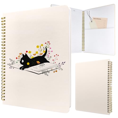 Cute Spiral Notebook Lined Journal B5 Note Book with Pocket, Book - color: Cat Book