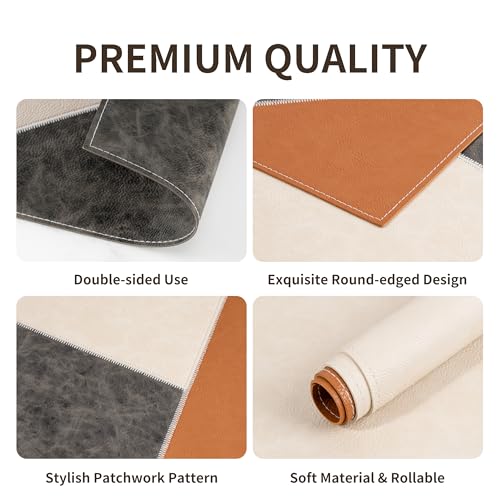 New Microfi Indoor/Outdoor Washable Faux Leather Vinyl Patchwork Placemats, Set of 4 (Brown) - color: Brown