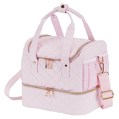 VOFIpremiAm Nail Polish Organizer,Pretty Nail Bag Organizer Case - color: Pale Pink, size: 30 Bottles