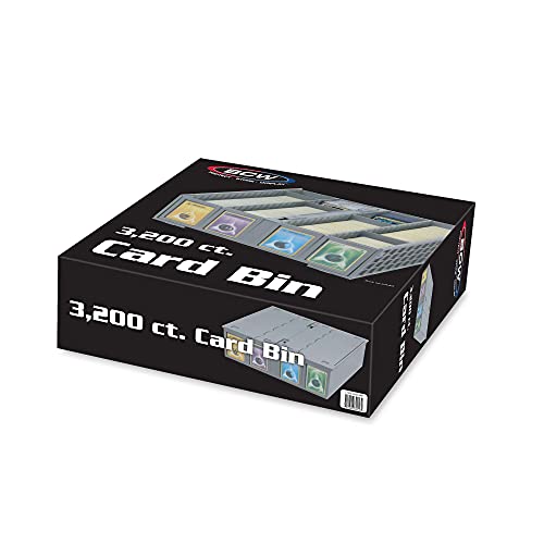 BCW Collectible Card Bin, Holds 3,200 Cards, Stackable, Grey, 4 Pack - style: 4 Pack
