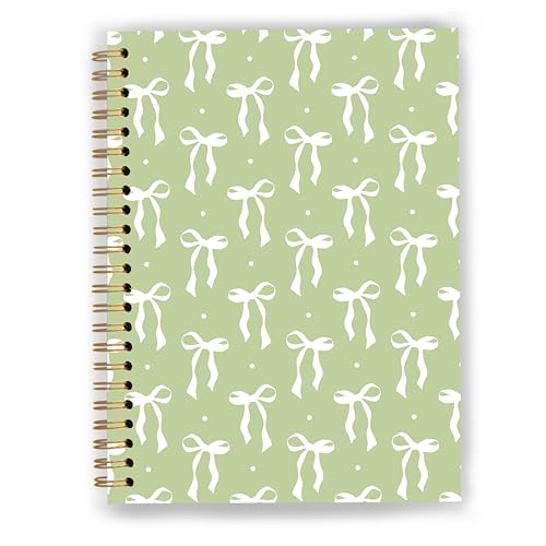 GDJIEGBC Sage Green Girly Coquette Bow Notebook 5.5x8.3in - color: Color-B