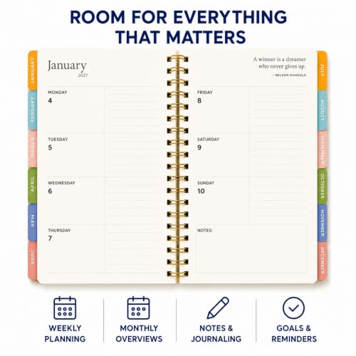 WORLD TRAVELER Academic Planner School Organizer Jul 2026-Dec 2027, 7"x9" - color: Ivory Bee