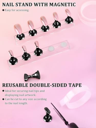 YOOVR 27-In-1 Nail Art Tools with Nail Stand Holder for Press on Painting - color: Black