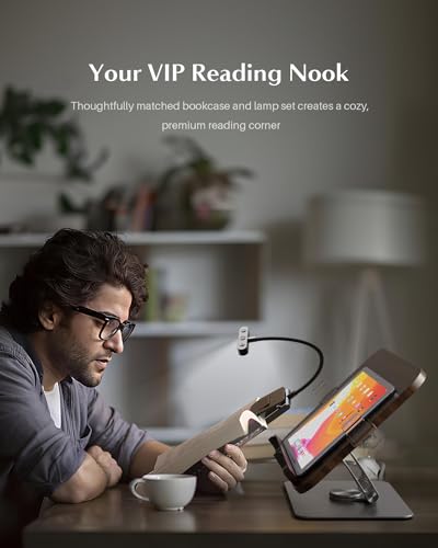 Book Stand for Reading,Adjustable Book Stand with Light,360° Rotating Metal Base,Foldable Cookbook Stand,Reading Hands Free with Page Clips for Recipe,Textbook,Cookbook（3CCT & CRI 90） - color: Gunmetal With Light