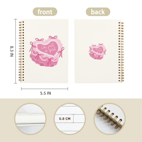 Pink Coquette Journal Notebook, Preppy Pink Aesthetic Notebook Journal for Women, Pink Office Supplies, I'm Just a Girl Cute Notebook, 5.5x8.3 Inch - color: 04-I'm Just a Girl(White)