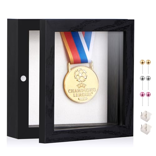 5x5 Black Deep Shadow Box Picture Frame with HD Clear Glass - color: Black, size: 5x5