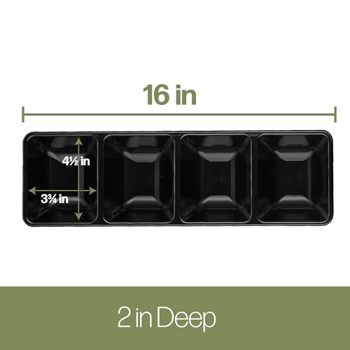 Plasticpro 4 Sectional Rectangle Plastic Serving Tray/Platter (2, Black) - color: Black