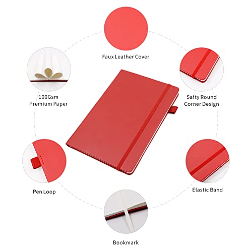 Lined Journal Notebooks with Pen Loop, Hardcover Notebook Journal for Work, 100Gsm Premium Thick Paper with Inner Pocket, Medium 5.7''''x8.4'''', ?bright Red, Ruled, 1 Pack - color: Bright-red, size: 1 Pack