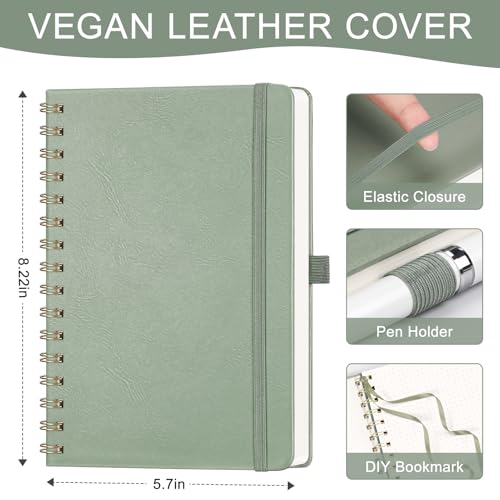 AHGXG Dotted Journal, 140 Pages, A5 (5.7" x 8.3") - color: Sage Green, style: A5-Dotted