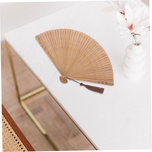 Baluue Bamboo Folding Fan 12.5 Inch Lightweight Portable Decorative Handheld Folding Fan with Tassels for Wedding Party Baby Shower and Home Decor