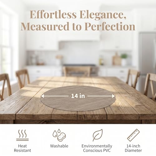 Round Imitation Bamboo PVC Placemats Set of 6,Countertop Protector - color: Light Brown