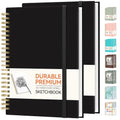 Forvencer 2 Pack Blank Spiral Notebook, 8"x 5.6"Hardcover Sketch Book - color: Black