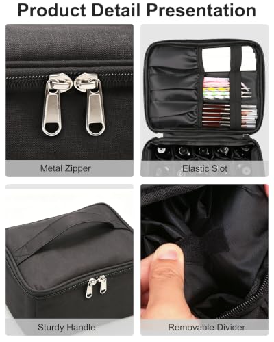 Meiiy Nail Polish Bag Nail Art Set Organizer Nail Polish Travel Case Nail Tool Bag With Compartment Gift for Women (black)