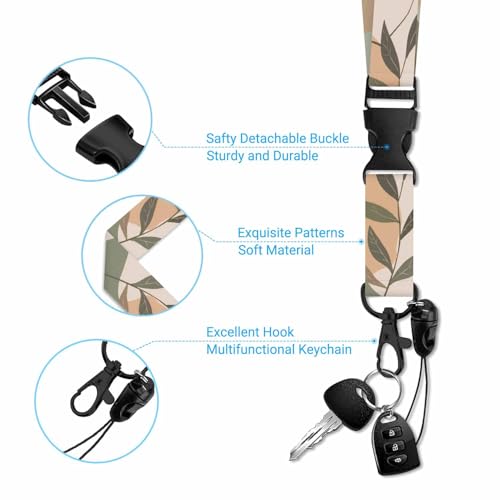 Badge Holder with Lanyard Brown Leaf Badge Card Holder Various Shape Plastic ID Badge Holder for Student Nurse Worker - color: Brown Leaf