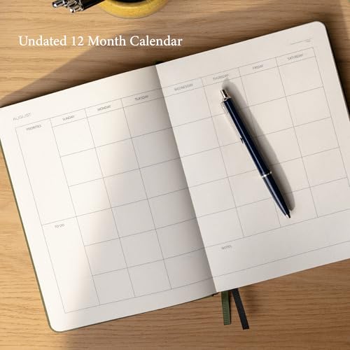 Anecdote Planner w/ 2026-2027 Calendar Yearly Planner Vegan Leather Cover - color: Neon Yellow