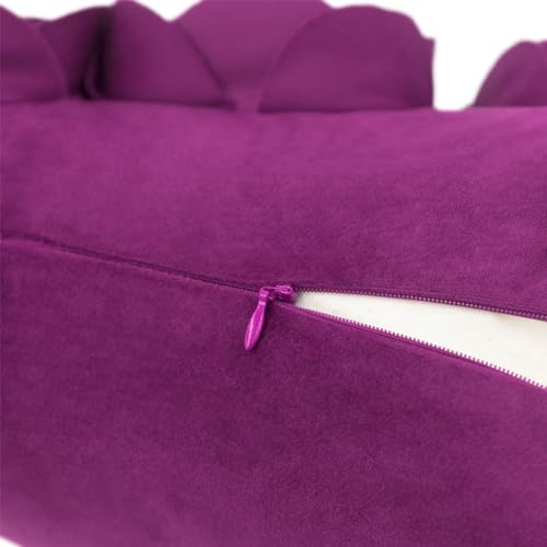 JWH 3D Flower Throw Pillow Cover, Purple Red, 12x20 Inch - color: Purple Red