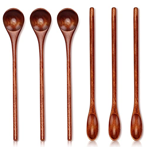 6Pcs Small Wood Coffee Spoons for Serving Honey Jars Stir Wooden Tablespoon