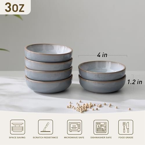 famiware Ceramic Soy Sauce Dish, 3oz Dipping Bowls Set of 6, Light Blue - color: Light Blue, style: Nature