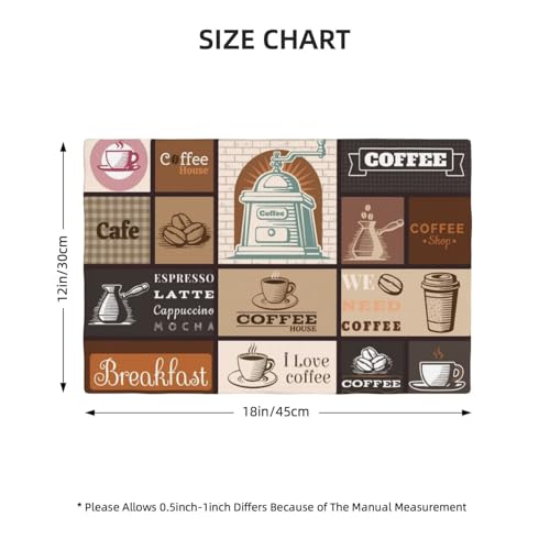 Brown Coffee Theme Placemats Washable Table Placemat Set of 4 - color: Brown Beige, size: Set of 4