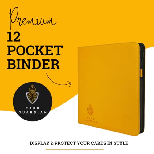 Card Guardian 12 Pocket Premium Binder with Zipper, Yellow - color: Yellow