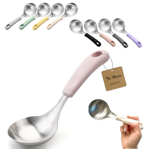 Korean Serving Spoon Stainless Steel Ladle 먹방 스푼 미니 국자 - color: Pink