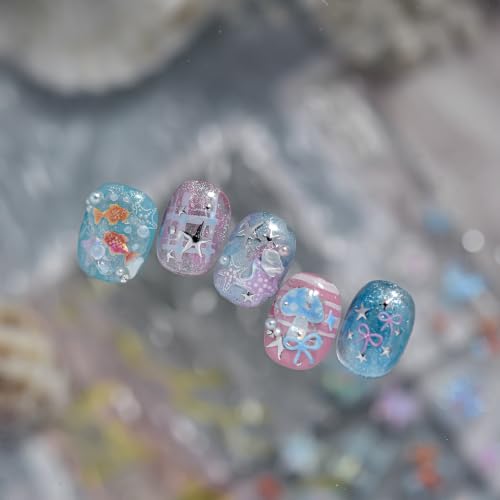 5D Embossed Under The Sea Stickers for Nail Art Jelly Fish Self-Adhesive Nail Art Decals for Women Nail Supplies Art Design Stickers (to5691) - style: to5691