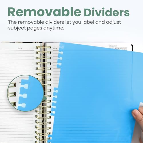 Taja Cute Large Spiral Lined Notebook for Work with 5 Removable Dividers - color: I-Forest Botanica