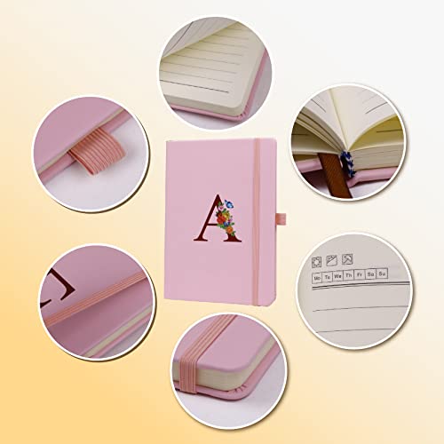 Pink Notebook for Women, 5.7"X8.3" A5 Journal Notebook with Letter Y, Dual-Sided Writing Notebook with Dividers, Cute Leather Journal for Work, Business, School, Meetings, Travelers, Small Notebook - color: Y