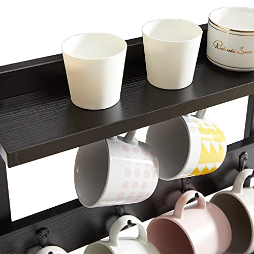 IBUYKE Countertop Mug Tree,Coffee Mug Cup Holder,Black TBJ002B - color: Black, size: with shelf(8 Mugs)