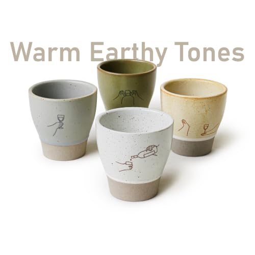 Jottings Retro Cute Handleless Japanese Tea Ceramic Cup 6.5 oz, Set of 4 - color: bridal shower/housewarming gift