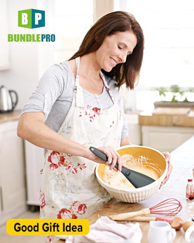 BUNDLEPRO Silicone Cooking Spoons for Nonstick Cookware, One-Piece, 2 Pack - color: Gray