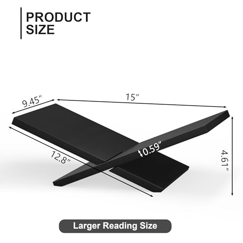 Wooden Book Stand for Display, Large Open Book Holder for Desk - color: Black