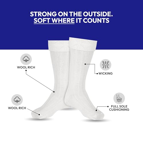Scottish Bubbles And Square Kilt Hose for Men, Ribbed Socks for USA Shoe Sizes - color: White, size: Medium