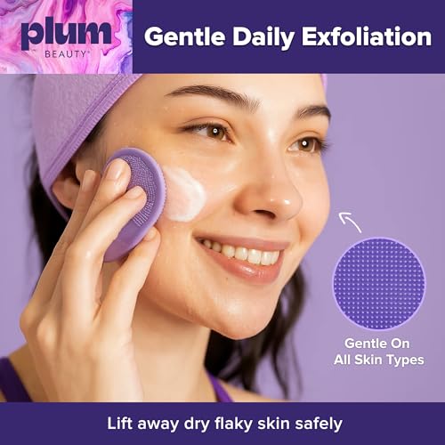 Plum Beauty Silicone Face Scrubber & Facial Cleansing Brush for Clear Skin