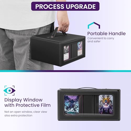 Deck Box Commander for TCG, 5-In-1 Deck Box MTG with Display Windows - color: Black Gray, size: 5-IN-1 Standard