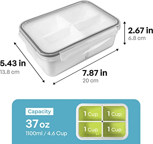 carrotez 4 Compartment Food Container - 4.6 Cup (1100ml) - color: White, size: 4 Compartment (4.6 Cup)