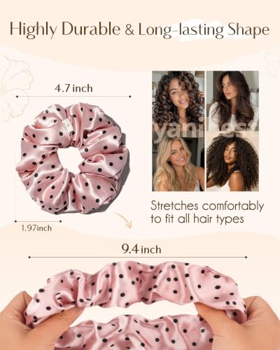 Yanibest 8 Pcs Satin Scrunchies - Silk Feeling Scrunchies Ponytail Holders - color: Polka Dot