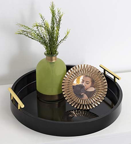 Kate and Laurel Lipton Modern Round Tray, 15.5" Diameter, Black and Gold, Decorative Accent Tray for Storage and Display - color: Black, size: 15.5"