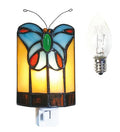HUIMEIJU Tiffany Butterfly Colored Glass Wall Insert Night Light, Handmade Art Glass Room Light