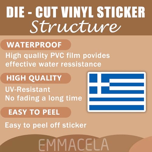 (3PCS) Greece Flag stickers, Countries Flag Stickers - Waterproof Vinyl Decals For Laptops, Tumblers, Water Bottles, Books, Scrapbooks, Size 3 x 2 Inch - color: Greece