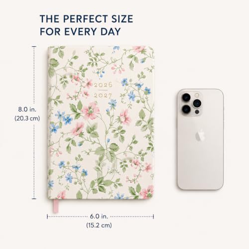 Laura Ashley Academic Planner Hardcover Agenda Jul 2026-Dec 2027, 6"x8" - color: Pink Floral