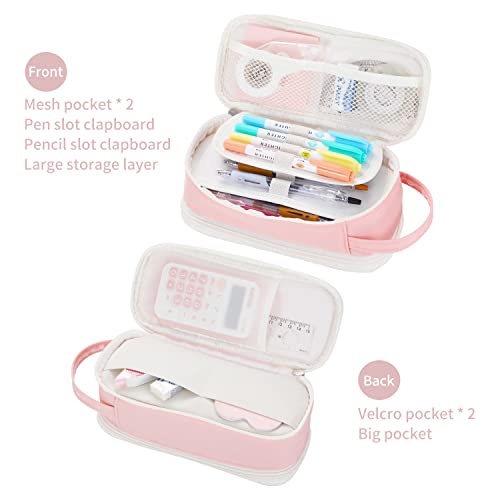 Dugio Large Pencil Case Organizer Big Pencil Bag for Girls Teens Pink - color: B-Pink