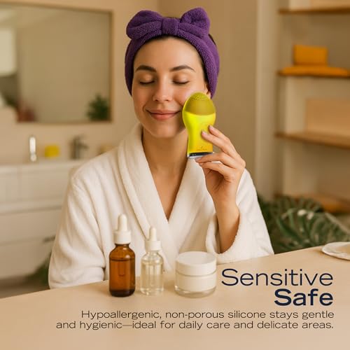 Nautica PC120 Facial Cleansing Brush Made with Ultra-Hygienic Soft Silicone, Waterproof, Rechargeable Vibrating Face Exfoliator Scrub Brush with Sonic Technology for Men & Women - Summer Sun - size: Summer Sun