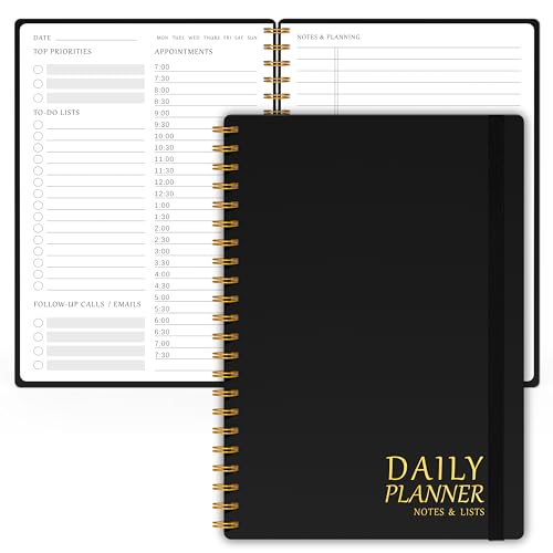 Daily Planner with Hourly Schedules, 5.5" x 8.5" - Black - color: a.Black