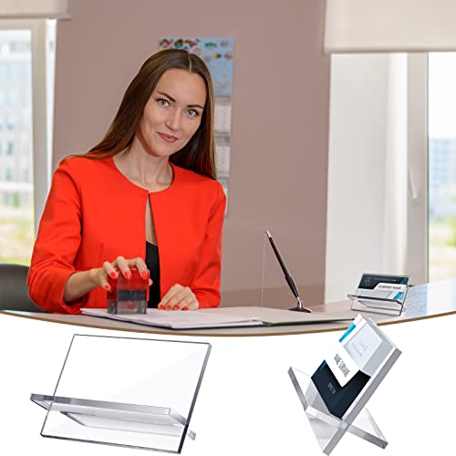 Sintuff 4 Pack Acrylic Business Card Holders, Desktop Card Display Stand
